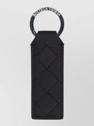 Bottega Veneta Leather Keychain In Black