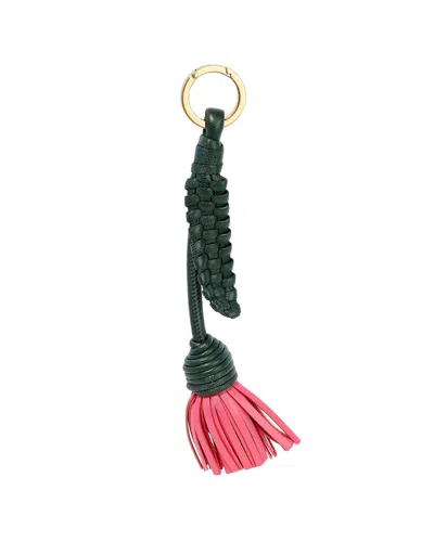 Bottega Veneta Leather Keychain In Green