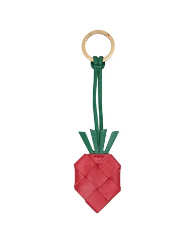 Bottega Veneta Leather Keychain In Red