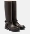 Bottega Veneta James Intrecciato-trimmed Leather Knee Boots In Brown