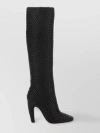 BOTTEGA VENETA LEATHER KNEE-HIGH BOOTS WITH UNIQUE HEEL AND POINTED TOE