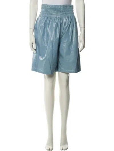 Pre-owned Bottega Veneta Leather Knee-length Shorts In Blue