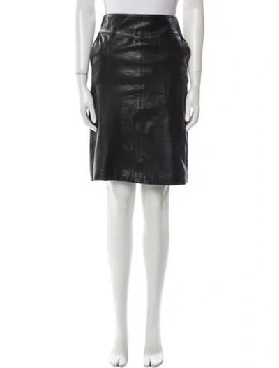 Pre-owned Bottega Veneta Leather Knee-length Skirt In Black