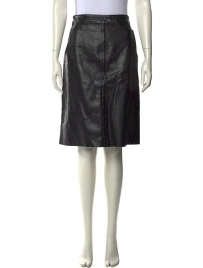 Pre-owned Bottega Veneta Leather Knee-length Skirt In Black
