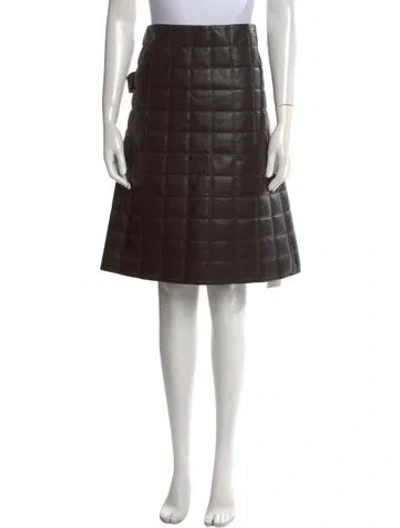 Pre-owned Bottega Veneta Leather Knee-length Skirt In Black