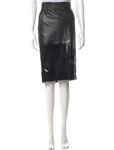 Pre-owned Bottega Veneta Leather Knee-length Skirt In Gray