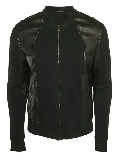 Pre-owned Bottega Veneta Leather Knit Jacket In Black