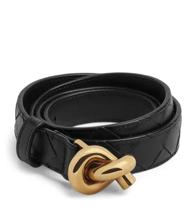 Bottega Veneta Leather Knot Belt In Black