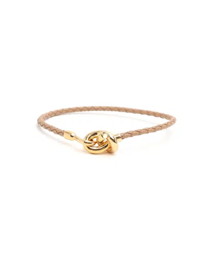 Bottega Veneta Leather Knot Bracelet In Gold