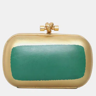 Pre-owned Bottega Veneta Leather Knot Clutch In Gold