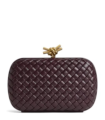BOTTEGA VENETA LEATHER KNOT MINAUDIERE CLUTCH BAG