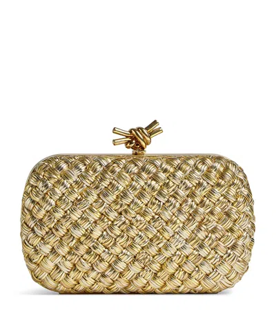 Bottega Veneta Leather Knot Minaudière Clutch Bag In Silver