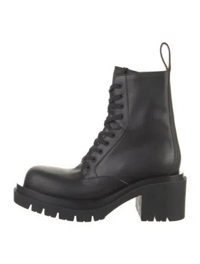 Pre-owned Bottega Veneta Leather Lace-up Boots W/ Tags In Black