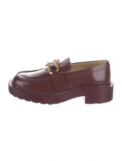 Pre-owned Bottega Veneta Leather Loafers In Burgundy