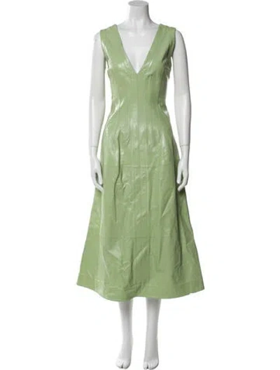 Pre-owned Bottega Veneta Leather Long Dress In Green