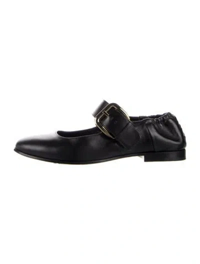 Pre-owned Bottega Veneta Leather Mary Jane Flats In Black