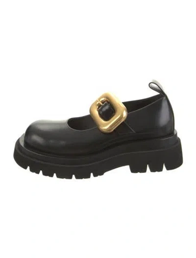 Pre-owned Bottega Veneta Leather Mary Jane Flats In Black