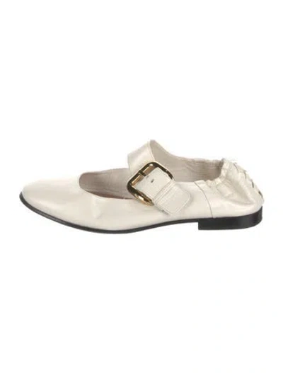 Pre-owned Bottega Veneta Leather Mary Jane Flats In Neutral