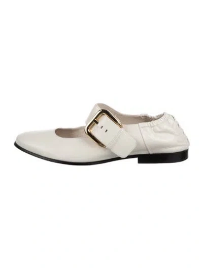 Pre-owned Bottega Veneta Leather Mary Jane Flats In White