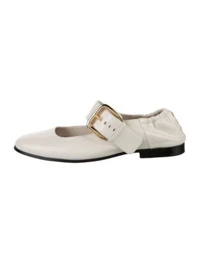 Pre-owned Bottega Veneta Leather Mary Jane Flats In White