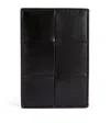 Bottega Veneta Leather Maxi Intrecciato Card Holder In Grey