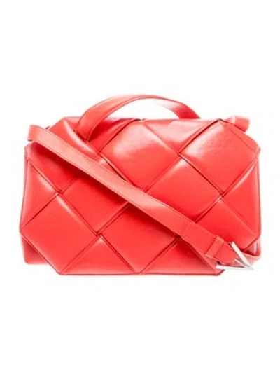 Pre-owned Bottega Veneta Leather Maxi Intrecciato Padded In Red