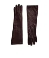 Bottega Veneta Leather Medium-length Gloves In Black