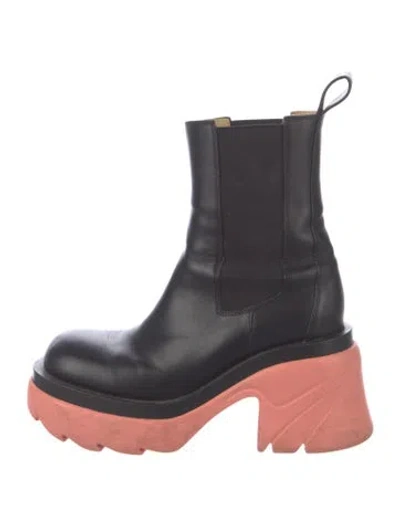 Pre-owned Bottega Veneta Leather Mesh Accents Chelsea Boots In Black