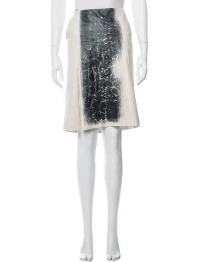 Pre-owned Bottega Veneta Leather Midi Length Skirt In White