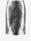 Bottega Veneta Woman Midi Skirt Silver Size 4 Lambskin In Silver