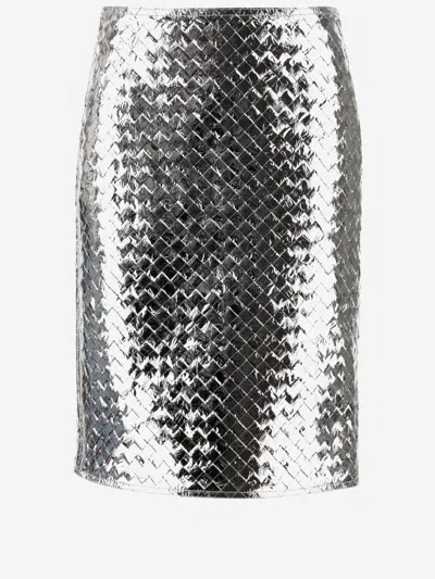BOTTEGA VENETA LEATHER MIDI SKIRT