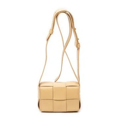 Pre-owned Bottega Veneta Leather Mini Cassette Crossbody Null In Neutral