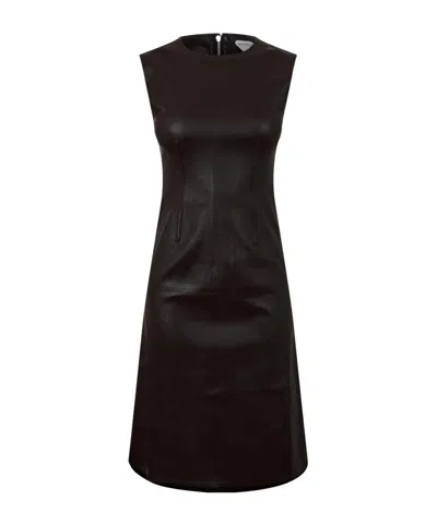Bottega Veneta Leather Mini Dress In Black