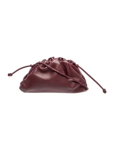 Pre-owned Bottega Veneta Leather Mini Pouch In Burgundy