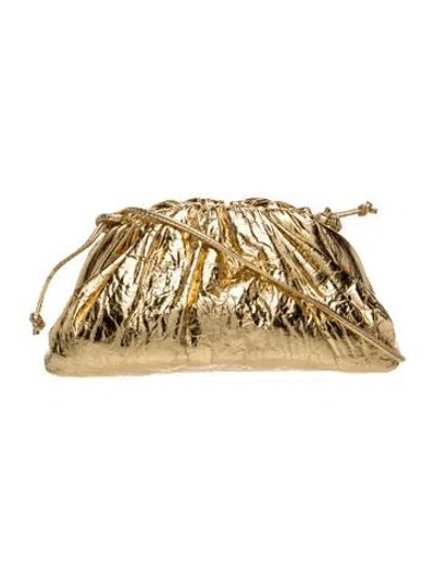 Pre-owned Bottega Veneta Leather Mini Pouch In Gold/metallic