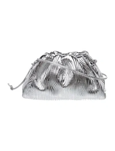 Pre-owned Bottega Veneta Leather Mini Pouch In Metallic/silver