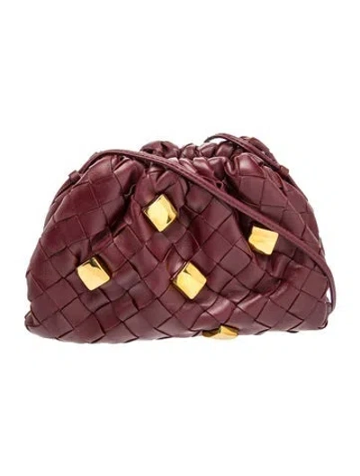 Pre-owned Bottega Veneta Leather Mini Pouch Mini In Burgundy