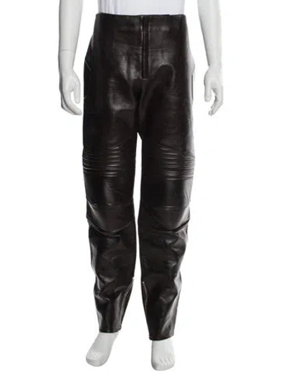 Pre-owned Bottega Veneta Leather Moto Pants In Brown