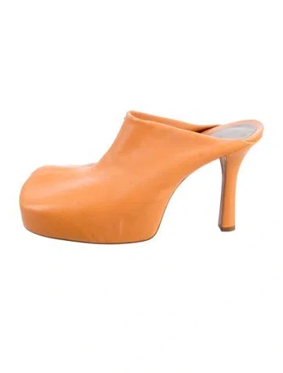 Pre-owned Bottega Veneta Leather Mules In Orange