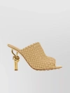 BOTTEGA VENETA LEATHER MULES WITH METAL KNOT HEEL