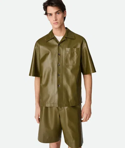 Bottega Veneta Leather Nappa Shirt In Green
