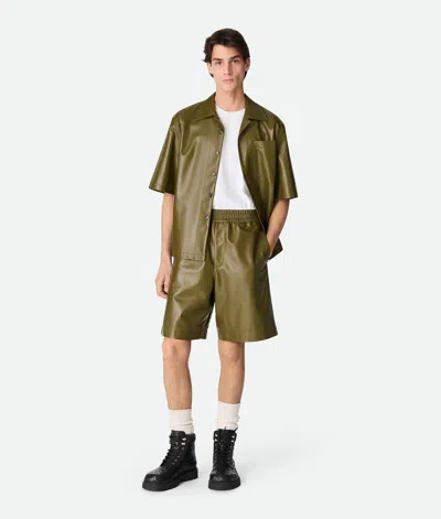 Bottega Veneta Leather Nappa Shorts In Green