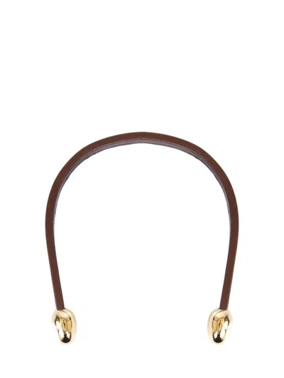 Bottega Veneta Leather Open Necklace In Brown