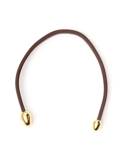 Bottega Veneta Leather Necklace In Marrone