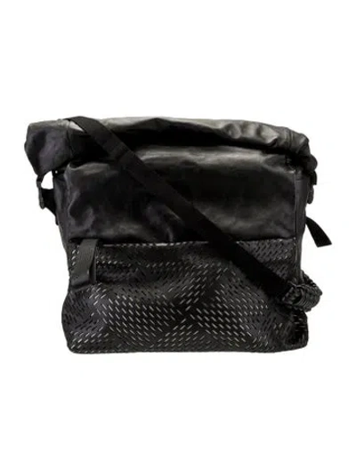 Pre-owned Bottega Veneta Leather Oversize Weekend In Black