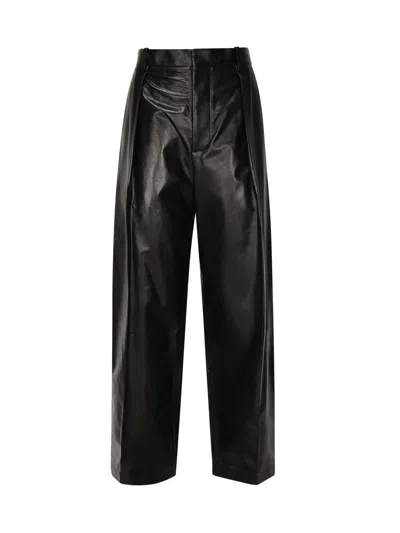 Bottega Veneta Leather Pants In Black