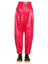 Bottega Veneta Cropped Leather Pants In Red