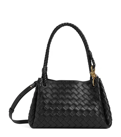 Bottega Veneta Women Parachute Leather Bag With Intrecciato Motif In Black