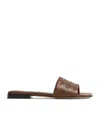 Bottega Veneta Riva Intrecciato Leather Slides In Brown
