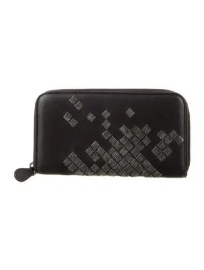 Pre-owned Bottega Veneta Leather Patterned Continental Wallet In Multi